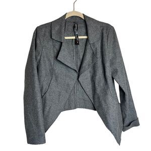 Anna Brown Studio Grey Wool Raw Edge Blazer Jacket Sz. S